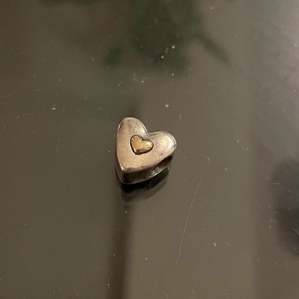 Pandora Retired Happy Anniversary Heart Bead – Sterling Silver & 14K Gold